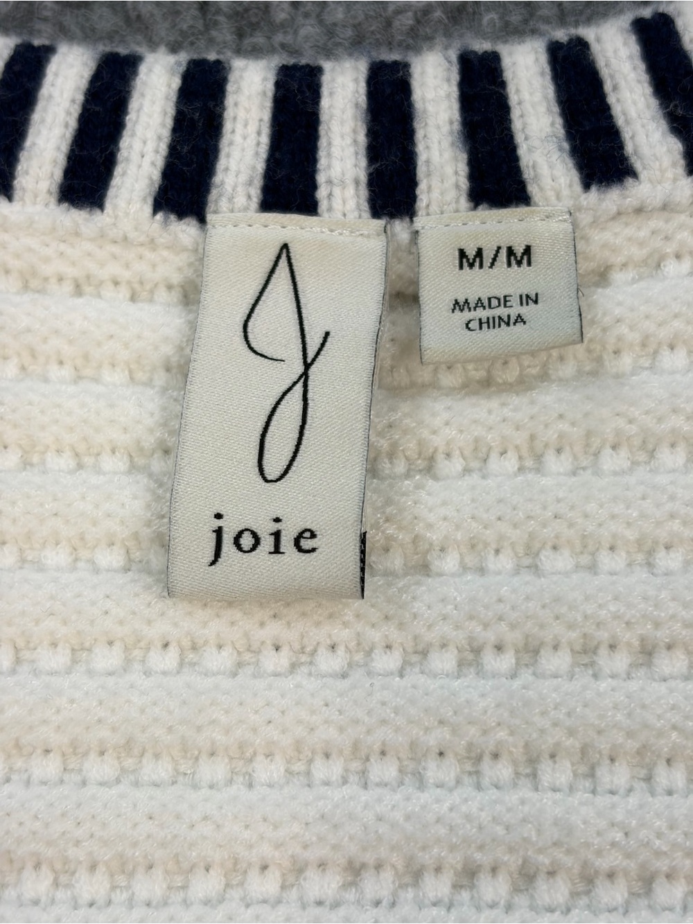 Joie Navy Ivory Textured Knit Sweater Vest Gold Button Coastal Chic | M - Picture 6 of 11